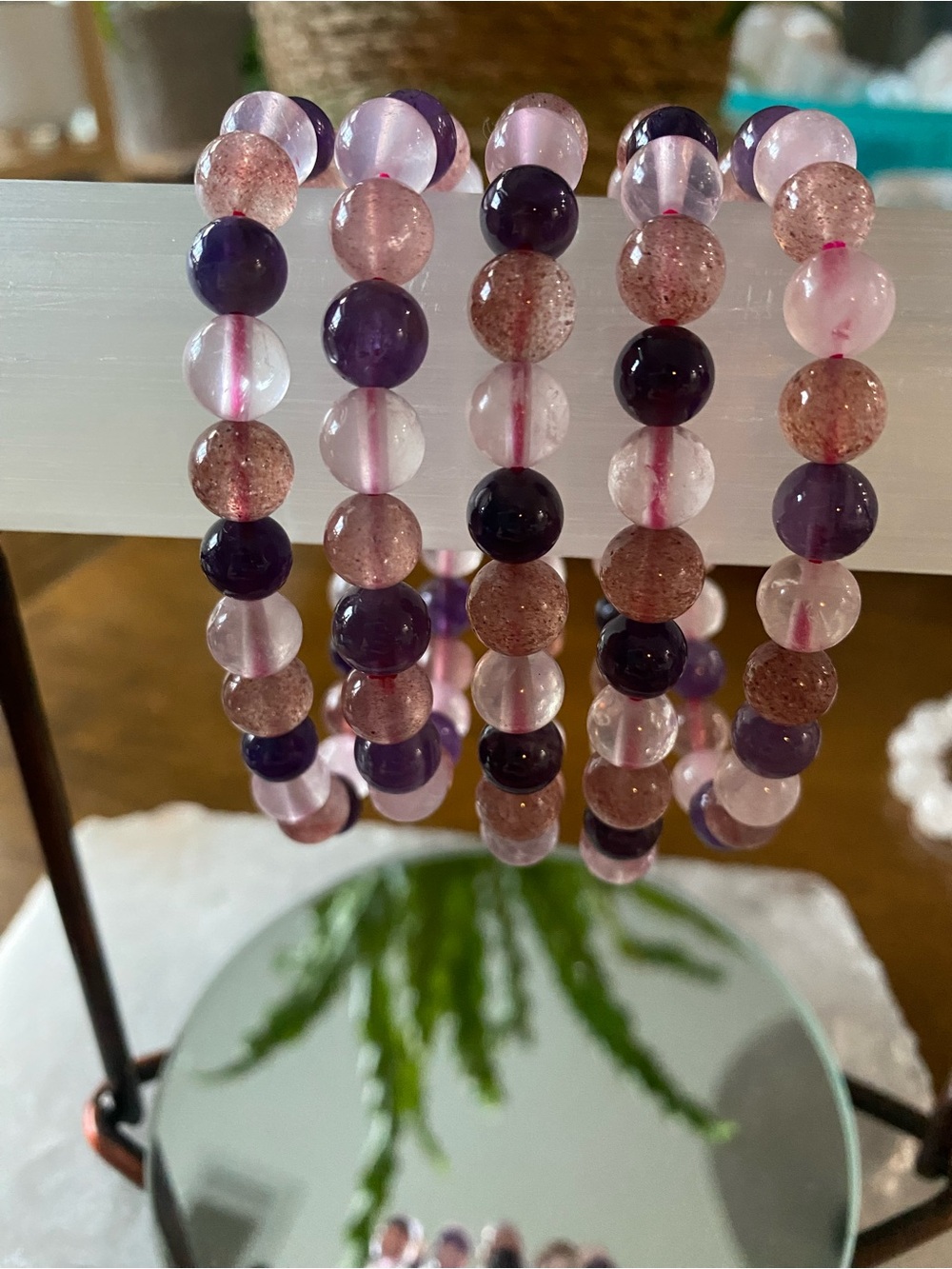 💗💜 Triple Protection & Heart Healing Crystal Bracelet – 8mm Stretch Bracelet 💜💗